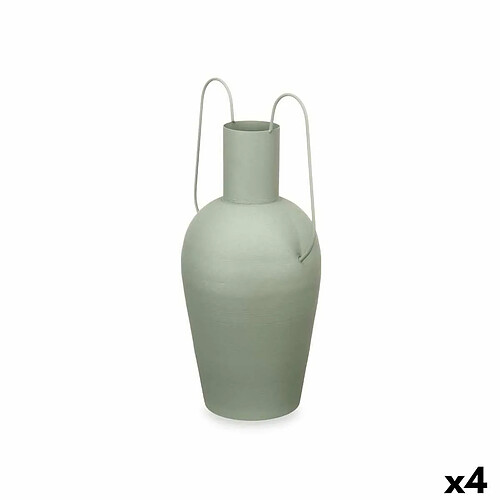 Gift Decor Vase Avec des poignées Vert Acier 24 x 45 x 18 cm (4 Unités)