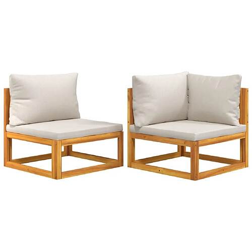 Maison Chic Salon de jardin avec coussins 2 pcs | Ensemble de Table et chaises | Mobilier d'Extérieur bois massif acacia -GKD62155