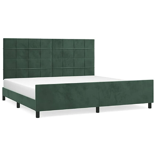 Maison Chic Cadre/structure de lit avec tête de lit pour adulte - Lit Moderne Chambre Vert foncé 200x200 cm Velours -MN23263