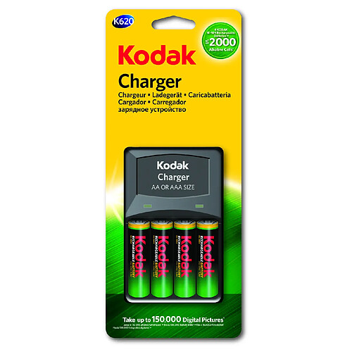 KODAK - Chargeur de piles pour piles AA ou AAA - K620E - vendu avec un pack de 4 piles AA / LR03 2100mAh- RECONDITIONNE - Multicolore