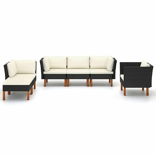 Maison Chic Salon de jardin 6 pcs - Table et chaises d'extérieur - Mobilier/Meubles de jardin Moderne Résine tressée et bois d'eucalyptus Noir -MN79163