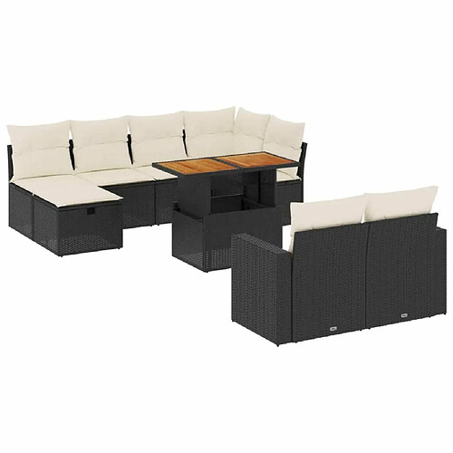 Maison Chic Salon de jardin 11 pcs avec coussins, Ensemble Tables et chaises d'extérieur noir résine tressée -GKD537542