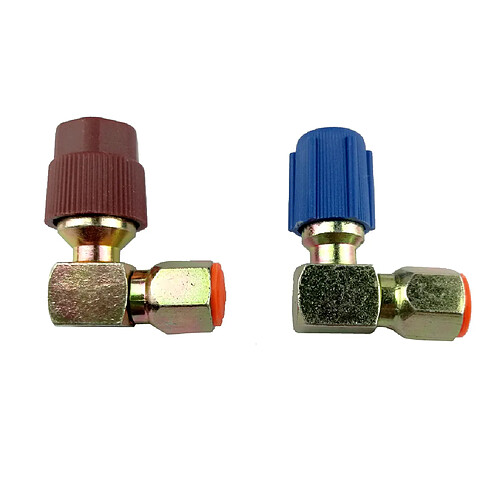 A/C Haute Bas Côte Coupleur Adaptateur Valve Bouchons R12 à R13a 90 Degrés Raccord Rapide