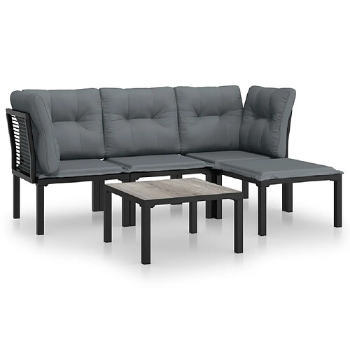 Maison Chic Salon de jardin 5 pcs - Table et chaises d'extérieur - Mobilier/Meubles de jardin Moderne noir et gris résine tressée -MN22151