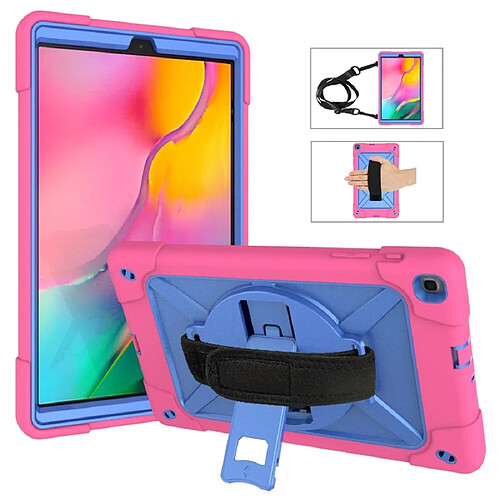 Wewoo Housse Coque Pour Galaxy Tab A 10.1 2019 T510 Silicone de couleur contrastée + PC Combinaison avec support Rose rouge + bleu