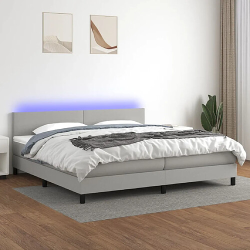 vidaXL Sommier à lattes de lit matelas LED Gris clair 200x200 cm Tissu