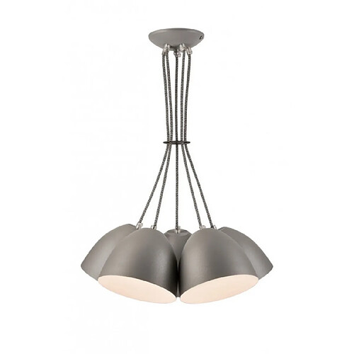 Lumière Suspension Livia Acier Argent 5 ampoules 65cm