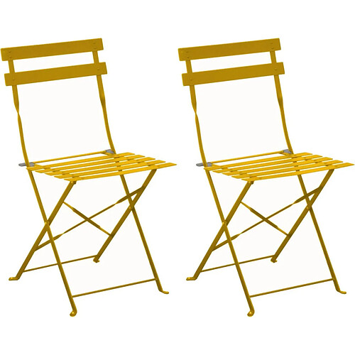 ALIZÉ Chaises pliantes en acier Cuba (Lot de 2) miel.