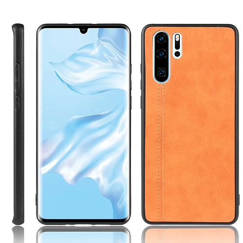 Wewoo Coque Pour Huawei P30 Pro Antichoc Peau de vache à coudre Motif PC + PU + TPU Case Orange