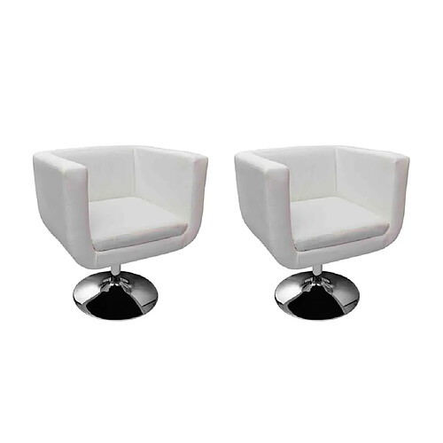 vidaXL Chaises de bar lot de 2 blanc similicuir