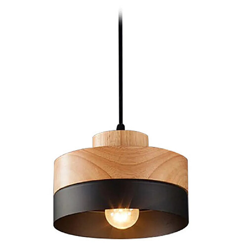 ICONIK INTERIOR Lampe suspendue de style scandinave Eigil - Bois et métal Noir