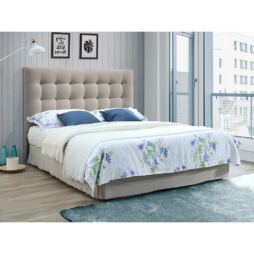 Vente-Unique Tête de lit capitonnée FRANCESCO - 160 cm - Tissu - Beige