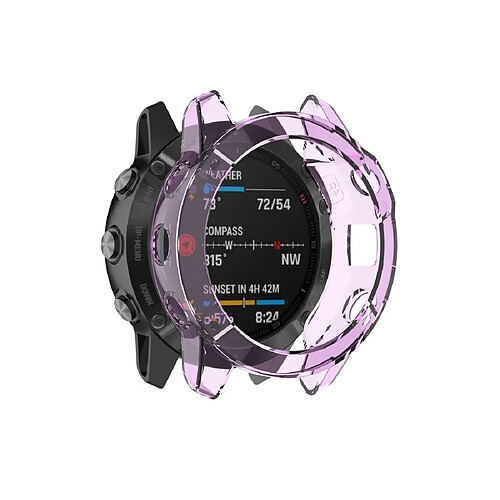 Wewoo Boîtier de montre Pour étui de protection en TPU semi-transparent Garmin Fenix 6/6 Pro Smart Watch violet transparent