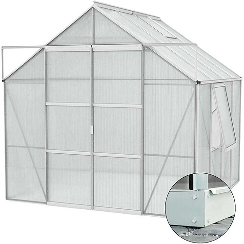 Vitavia Serre de jardin en polycarbonate 4 mm et aluminium anodisé avec embase Jupiter Longueur de 258 cm.