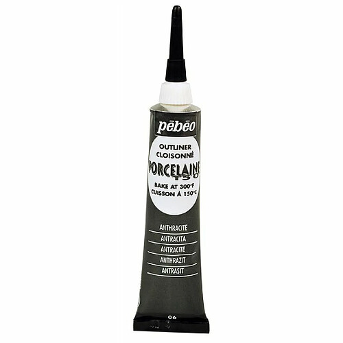 Pebeo Peinture à l'eau brillante pour porcelaine - Anthracite - 20 ml