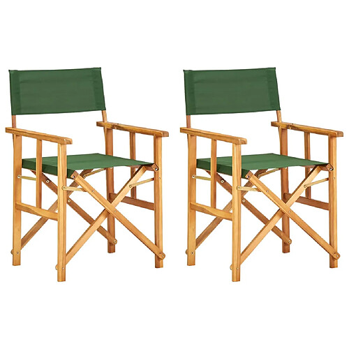 vidaXL Chaises de metteur en scène lot de 2 bois massif d'acacia vert