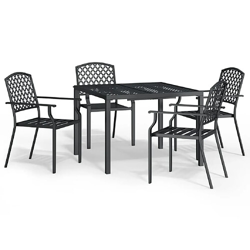 Maison Chic Ensemble de salle à manger de jardin 5 pcs,Table et chaises d'extérieur anthracite acier -GKD476816