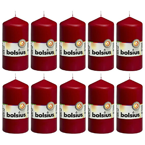 Bolsius Bougies pilier 10 pcs 120x58 mm Rouge bordeaux