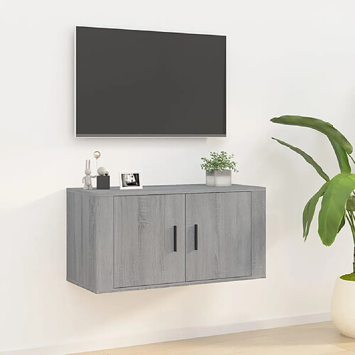 vidaXL Meuble TV mural Sonoma gris 80x34,5x40 cm