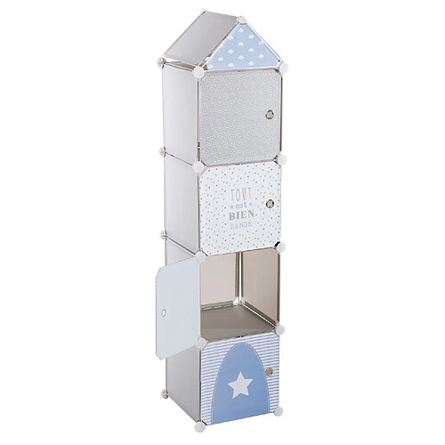 Atmosphera, Createur D'Interieur Meuble de rangement enfant Colonne - 34 x H. 140 cm - Bleu