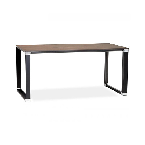 Mes Bureau 160x80x74 cm avec plateau noyer et piètement noir - SYRA