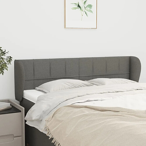 Maison Chic Tête de lit scandinave avec oreilles,meuble de chambre Gris foncé 147x23x78/88 cm Tissu -MN78491