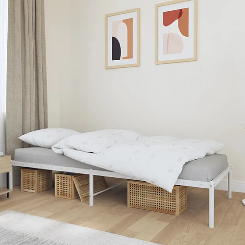 vidaXL Cadre de lit métal sans matelas blanc 90x190 cm