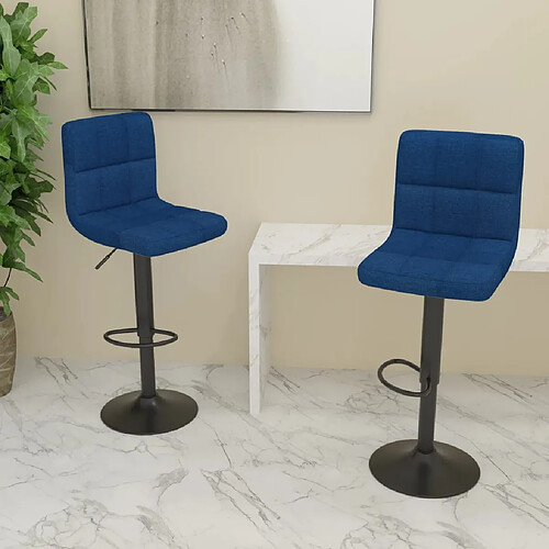 vidaXL Tabourets de bar lot de 2 bleu tissu