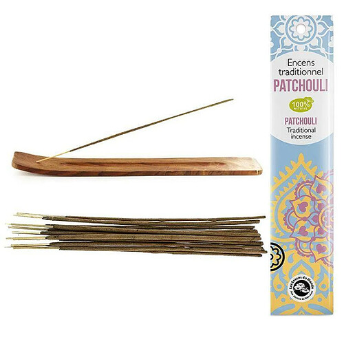 Encens Du Monde Porte-encens en bois + Encens indien au Patchouli