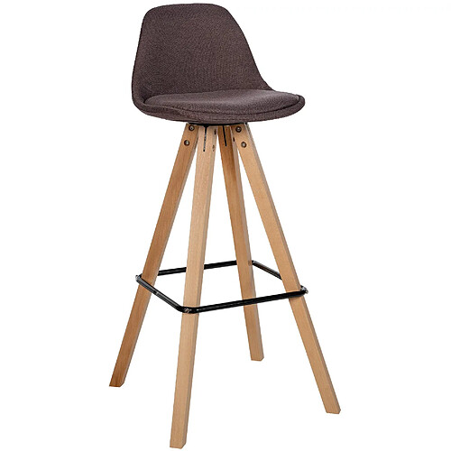 Decoshop26 Tabouret de bar chaise haute x1 repose-pieds style scandinave en tissu marron structure en bois clair carré 10_0004638