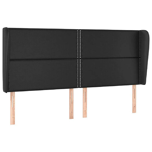 Maison Chic Tête de lit moderne avec oreilles pour chambre - Décoration de lit Noir 203x23x118/128 cm Similicuir -MN73496