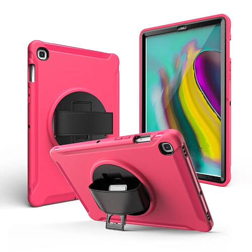 Wewoo Housse Étui Coque Pour iPad 10.5 / Air 10.5 rotation à 360 degrés PC + de protection en silicone avec support et dragonne Rose rouge