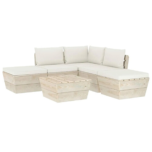 Maison Chic Salon de jardin palette 6 pcs avec coussins - Table et chaises d'extérieur - Mobilier/Meubles de jardin Moderne épicéa imprégné -MN12760