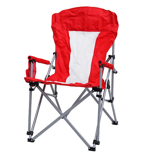 Decoshop26 Chaise de camping pliable pêche avec porte-gobelet housse de protection lavable tissu rouge 04_0006244