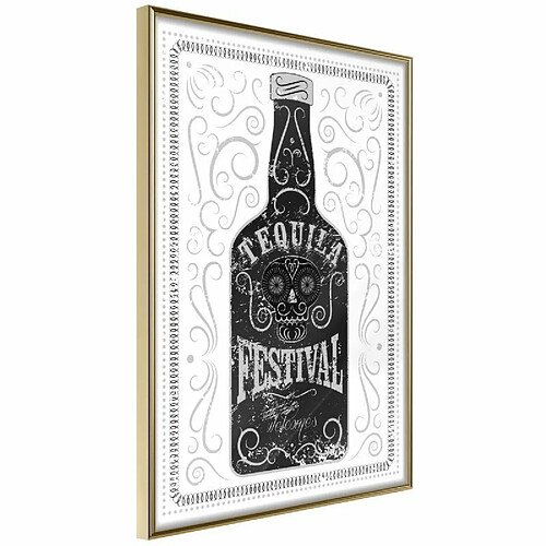 Paris Prix Affiche Murale Encadrée Bottle of Tequila 20 x 30 cm Or