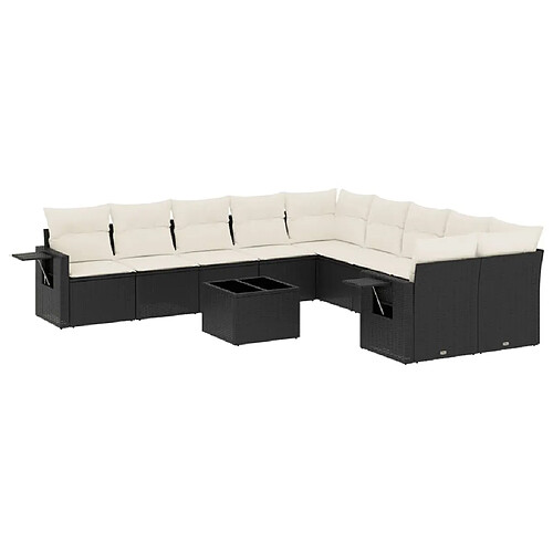 Maison Chic Salon de jardin 11 pcs avec coussins | Ensemble de Table et chaises | Mobilier d'Extérieur noir résine tressée -GKD31644