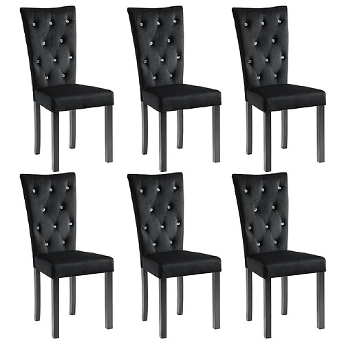 Decoshop26 Lot de 6 chaises de salle à manger cuisine design classique velours noir CDS022739