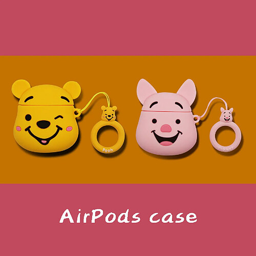 GUPBOO Airpods Coque Housse Étui Protecteur Compatible pour AirPods Pro-ours cochon dessin animé