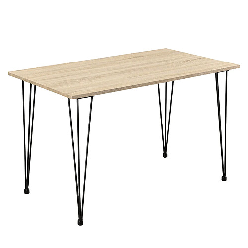 Table de Salle à Manger Kiel pour 4 Personnes Pieds Épingle à Cheveux 120 x 70 x 75 cm Effet Chêne Noir [en.casa]