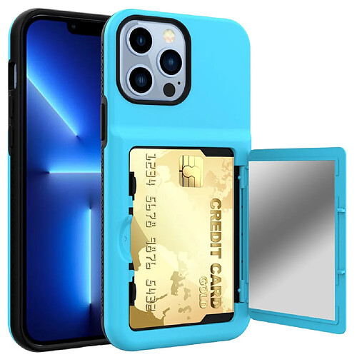 Coque en TPU + acrylique avec porte-carte bleu ciel pour votre iPhone 13 Pro 6.1 pouces