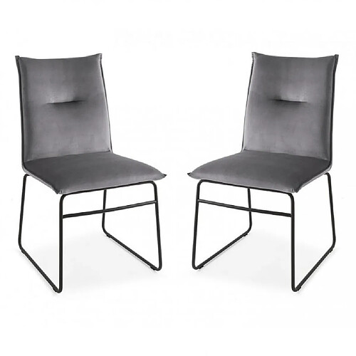 Inside 75 Lot de 2 Chaises MAYA structure métal assise gris cendre