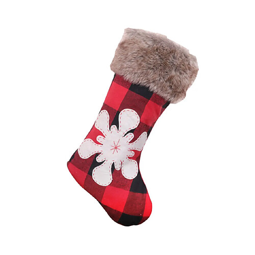 C336 Christmas Rouge et Noir Gingham Snowflake Chaussettes Sac-cadeau Sac cadeau de Noël sac de bonbons Sac de bonbons Pendentif Décorations de Noël