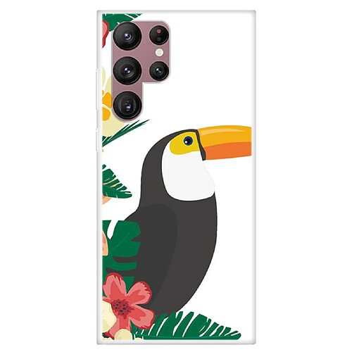 Coque en TPU antichoc Feuilles avec oiseaux pour votre Samsung Galaxy S22 Ultra 5G