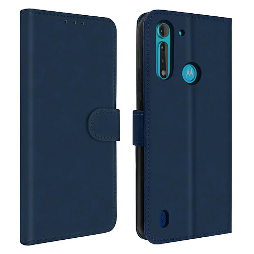 Avizar Étui Motorola Moto G8 Power Lite Folio Porte-carte Fonction Support Bleu nuit