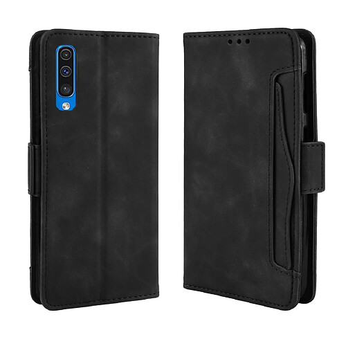 Wewoo Housse Coque Etui en cuir de modèle de portefeuille style skin feel pour Galaxy A50 / A50savec fente carte séparée Noir