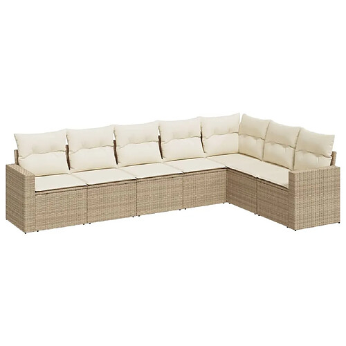 Maison Chic Salon de jardin avec coussins 7 pcs | Ensemble de Table et chaises | Mobilier d'Extérieur beige résine tressée -GKD92217