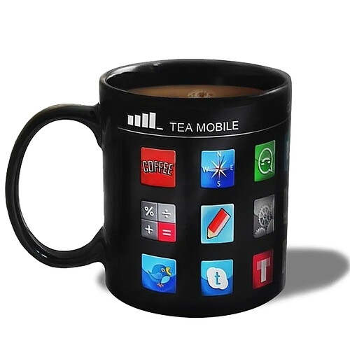 Totalcadeau Tasse thermique applications Smartphone mug thermo-réactifs