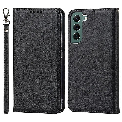 Etui en PU texture soie avec support noir pour votre Samsung Galaxy S22 Plus 5G