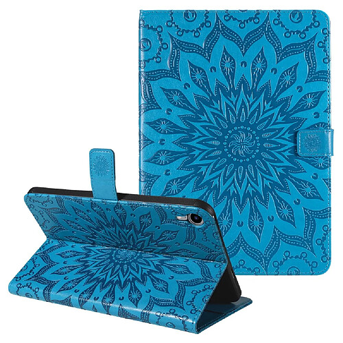 Etui en PU motif tournesol, fermoir magnétique bleu pour votre iPad mini (2021)