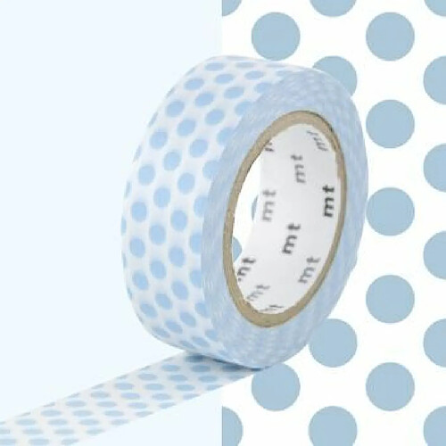 Masking tape à pois - Bleu glacier - 1,5 cm x 7 m